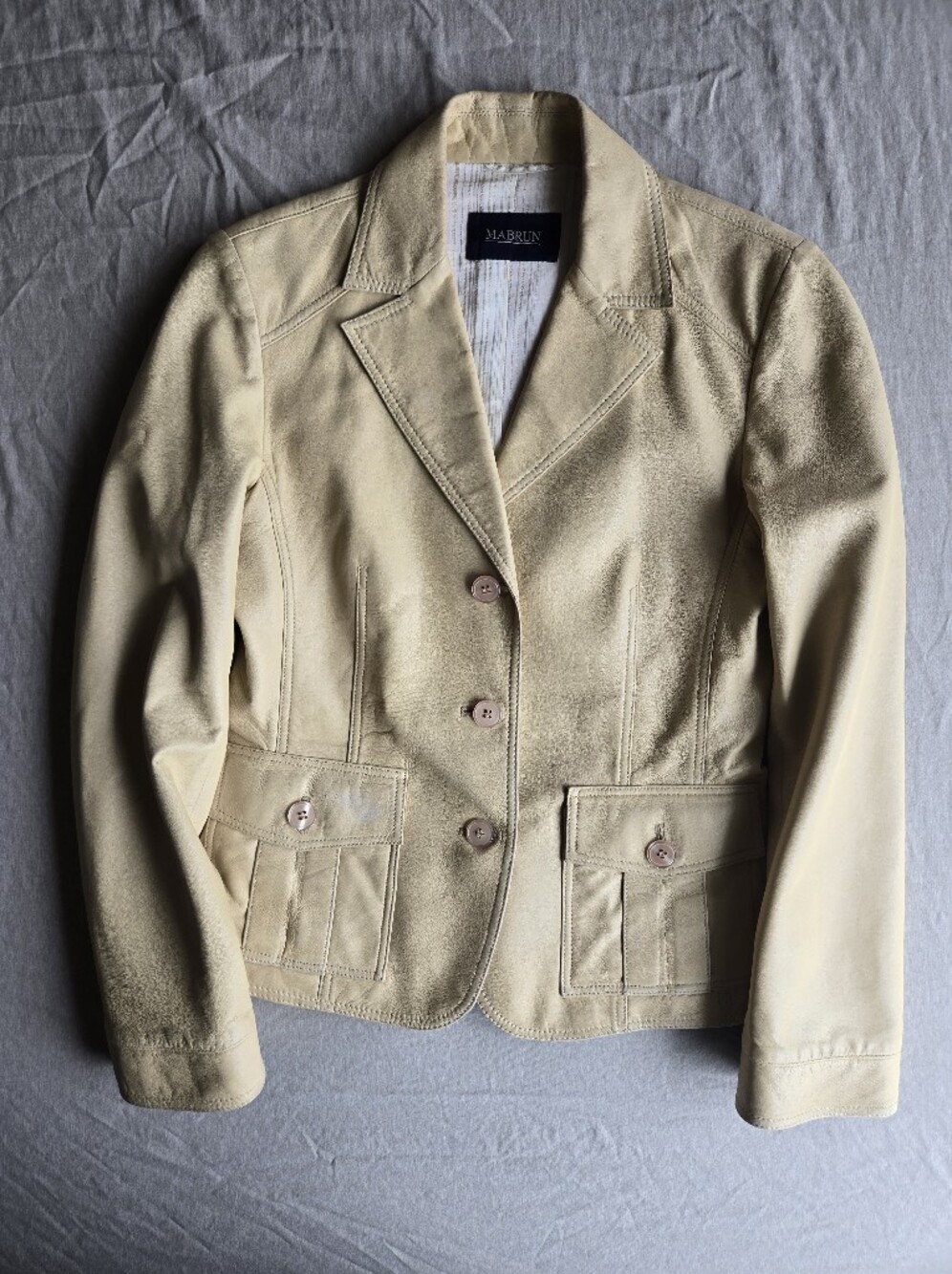 ✨ Mabrun Cream Genuine Leather Blazer Jacket Sz 42 / US 6 ✨